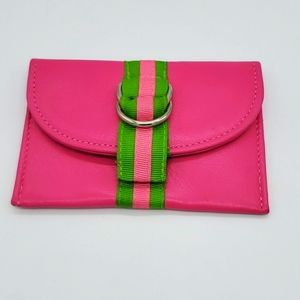 Kemestry Leather Pink Ribbon Card Holder